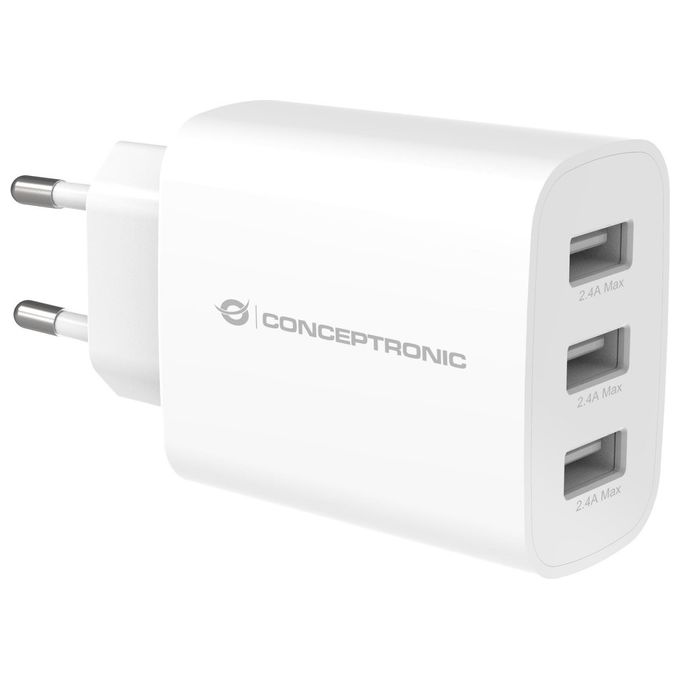 Conceptronic ALTHEA13W Caricabatterie USB 3 Porte 30W Universale AC Interno colore Bianco