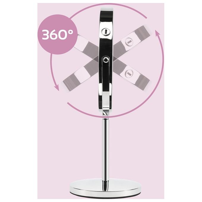 Girmi BE0200 BE02 Specchio per trucco con luce LED 1x 3x illuminazione a 3 colori rotazione 360° touchscreen USB ricaricabile colore Bianco