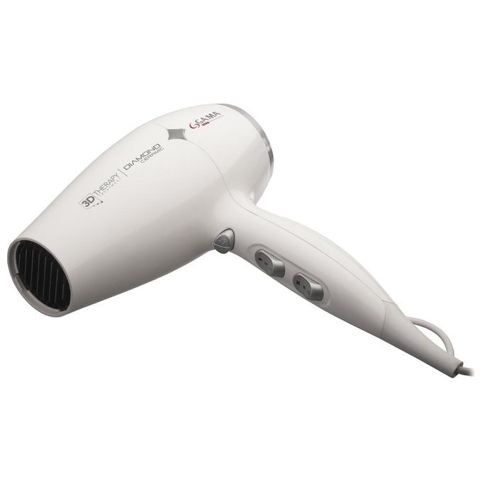 Ga.ma GH0302 Diamond Ceramic Ion Asciugacapelli 2200W tecnologia ionica ceramica 2 velocita' 3 temperature colpo aria fredda bocchetta e diffusore inclusi colore Bianco