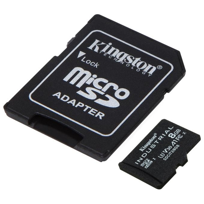 Kingston SDCIT2-8GB Industrial Scheda microSDHC 8GB C10 A1 pSLC UHS-I U3 V30 100MB-s con Adattatore SD colore Nero