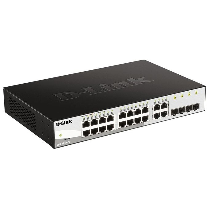 D-Link DGS-1210-20 Smart Switch Gestito L2 16 Porte Gigabit Ethernet 4 Porte Combo SFP Montaggio Rack 1U colore Nero