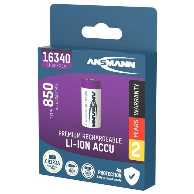 Ansmann 16340 Li-Ion Battery 850mAh 3.6V Versione Standard