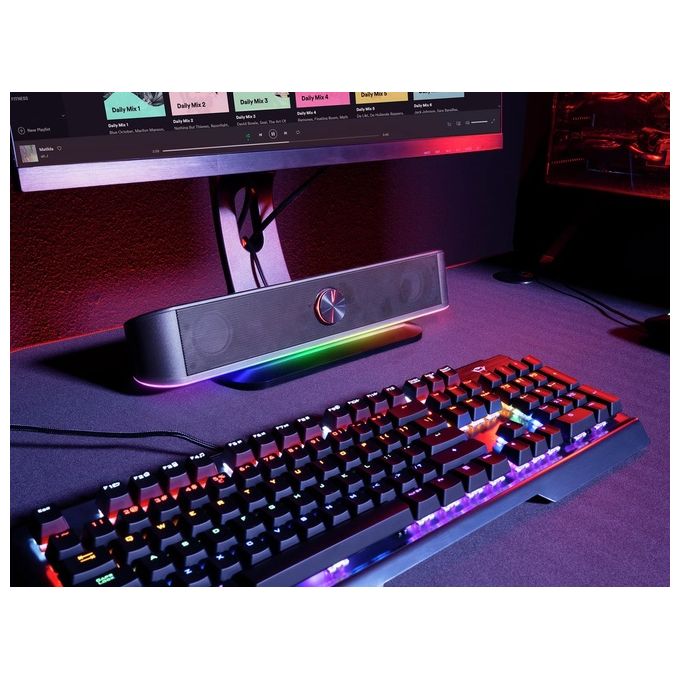Trust GXT 619 Thorne Soundbar Gaming RGB 2.0 canali 6W Jack AUX 3.5mm Alimentazione USB colore Nero