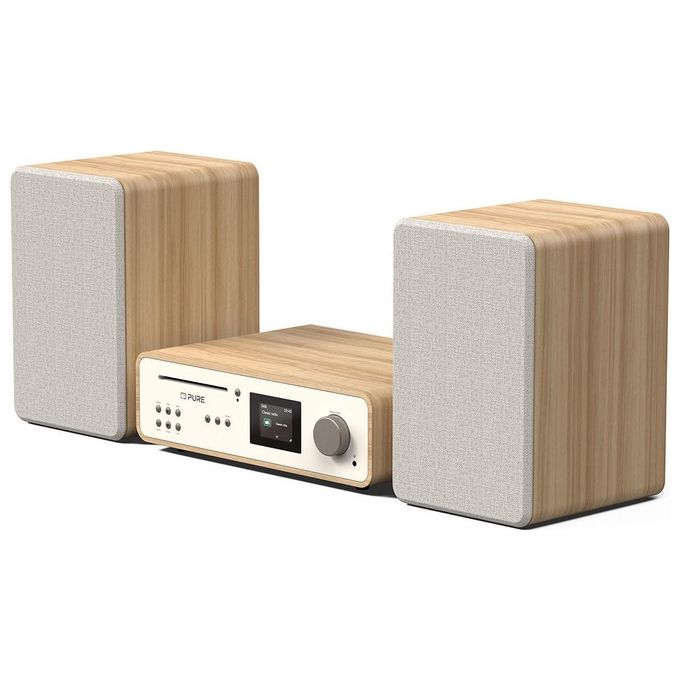 Pure 252807 Classic Stereo Microsistema HiFi DAB+ FM CD Bluetooth 5.2 Wi-Fi Spotify 50W colore Bianco Quercia