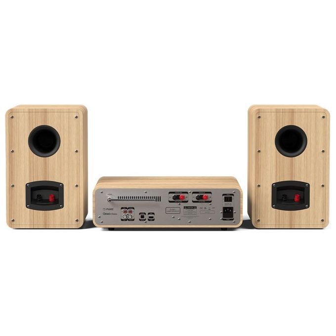 Pure 252807 Classic Stereo Microsistema HiFi DAB+ FM CD Bluetooth 5.2 Wi-Fi Spotify 50W colore Bianco Quercia