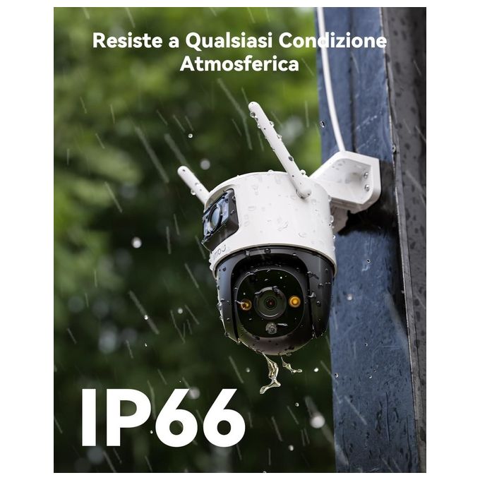 Imou IPC-S7XP-6M0WED Cruiser Dual Telecamera IP PTZ Esterno 6MP Doppio Obiettivo Wi-Fi 6 Visione Notturna IP66 colore Bianco