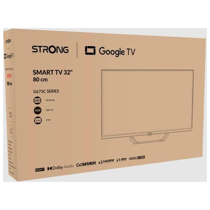 Strong SRT32HG6733C Serie G673C Smart TV 32'' HD Ready Google TV DVB-T2 Wi-Fi Bluetooth HDR10 colore Nero