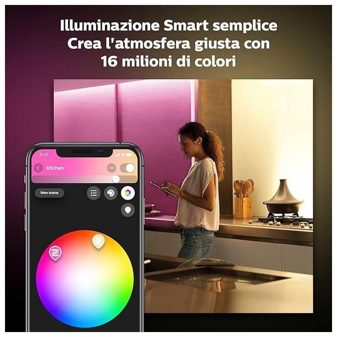 Philips Striscia LED Hue White and Color Ambiance Lightstrip Plus Estensione da 1 Metro di Alta Qualita' per Illuminazione Personalizzata