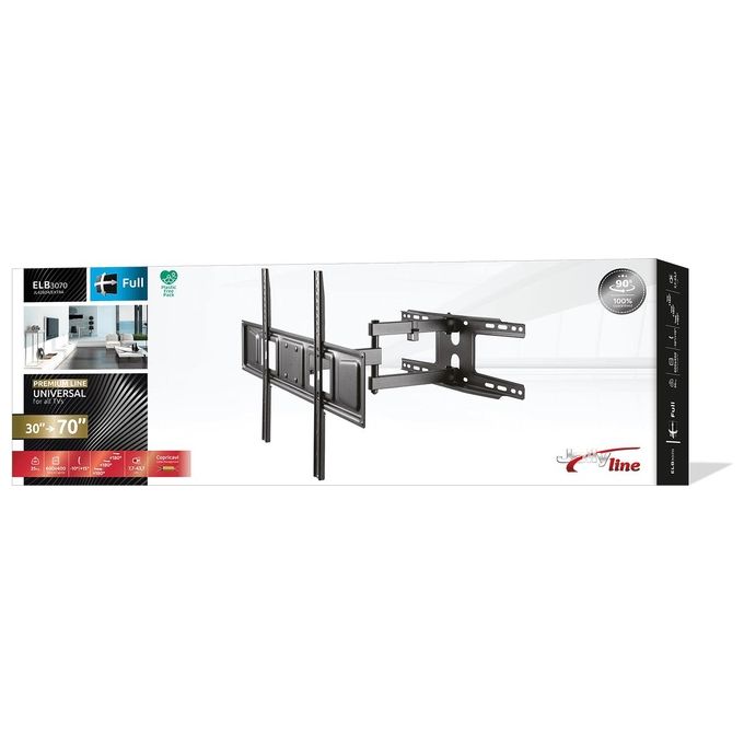 G.B.S. Elettronica JL42804-EXTRA ELB-3070 Supporto TV Parete Universale 30 - 70 Pollici VESA 600x400 mm Inclinabile e Girevole fino a 35 Kg colore Nero