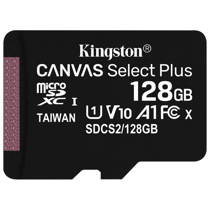 Kingston Canvas Select Plus SDCS2-128GB Scheda microSD Classe 10 con Adattatore SD Incluso, 128 GB