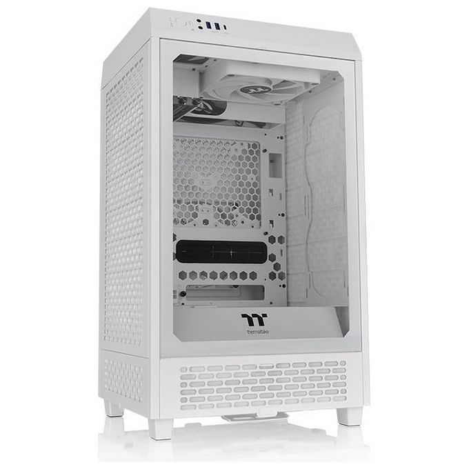 Thermaltake CA-1X9-00S6WN-00 The Tower 200 Case PC Mini Tower Mini-ITX con Pannello in Vetro Temperato e Supporto GPU fino a 38 cm colore Bianco