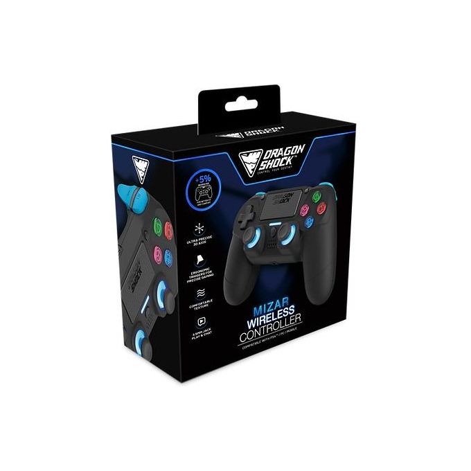 Dragonshock DSCPS4-BK MIZAR Gamepad Wireless Bluetooth per PS4 PC Mobile con Touchpad e Retroilluminazione LED RGB colore Nero