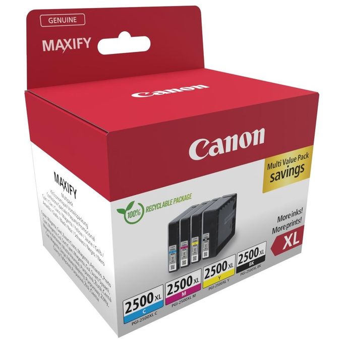 Canon 9254B010 PGI-2500 XL Cartuccia d'inchiostro Originale Resa Elevata Nero Ciano Magenta Giallo colore Nero Ciano Magenta Giallo