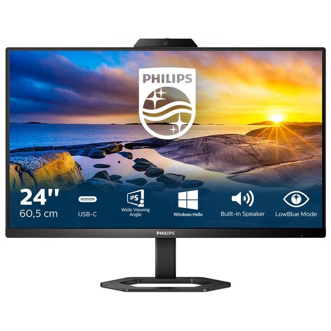 Philips 24E1N5300HE-00 Serie 5000 Monitor PC 23.8'' Full HD IPS Webcam 5MP USB-C 65W Hub USB 3.2 colore Nero