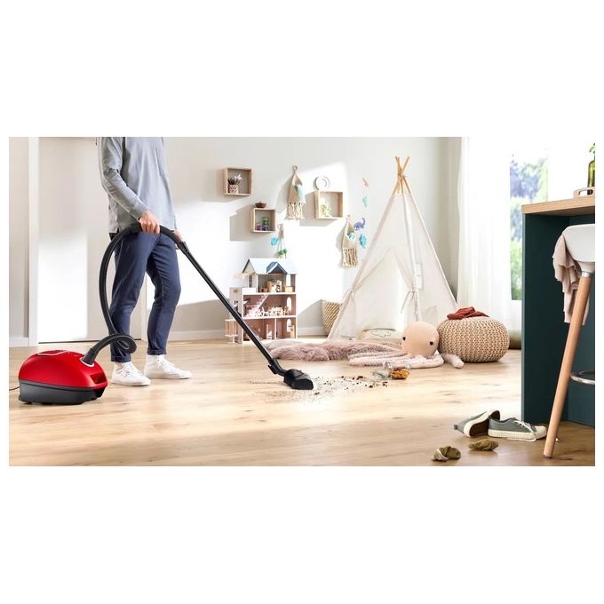 Bosch BGB41PET1 Serie 4 Aspirapolvere a Traino con Sacco 4 L 700 W Filtro HEPA 75 dB colore Rosso