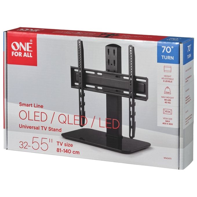 One For All WM2470 Supporto TV da Tavolo per Schermi 32'' a 55'' con Rotazione 70° e Regolazione Altezza 5 Posizioni colore Nero