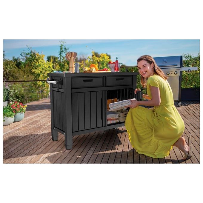 Keter Mobiletto da Esterno Unity XL con Cassetti in Grafite Ecom Pack 134 x 52 x 90 cm