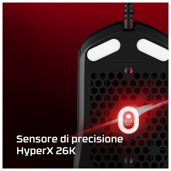 HyperX 6N0A7AA Pulsefire Haste 2 Mouse Gaming 53 g 26000 DPI 8000 Hz 6 Pulsanti Programmabili RGB colore Nero