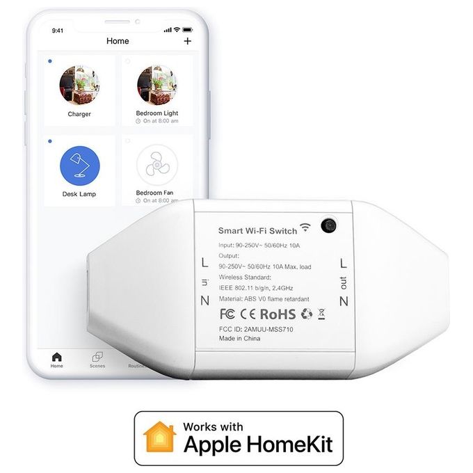 Meross MSS710HK Interruttore Smart WiFi Universale 10A 220V HomeKit Alexa Google Home colore Bianco