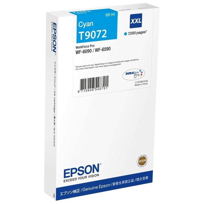 Epson C13T90724N Cartuccia d'inchiostro Originale Resa extra elevata 7000 pagine 69 ml colore Ciano