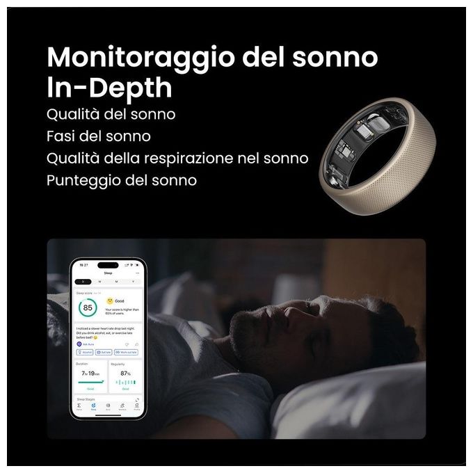 Amazfit W2321TY1N Helio Ring Anello Smart Taglia 10 Bluetooth 10 ATM autonomia 4 giorni colore Titanio
