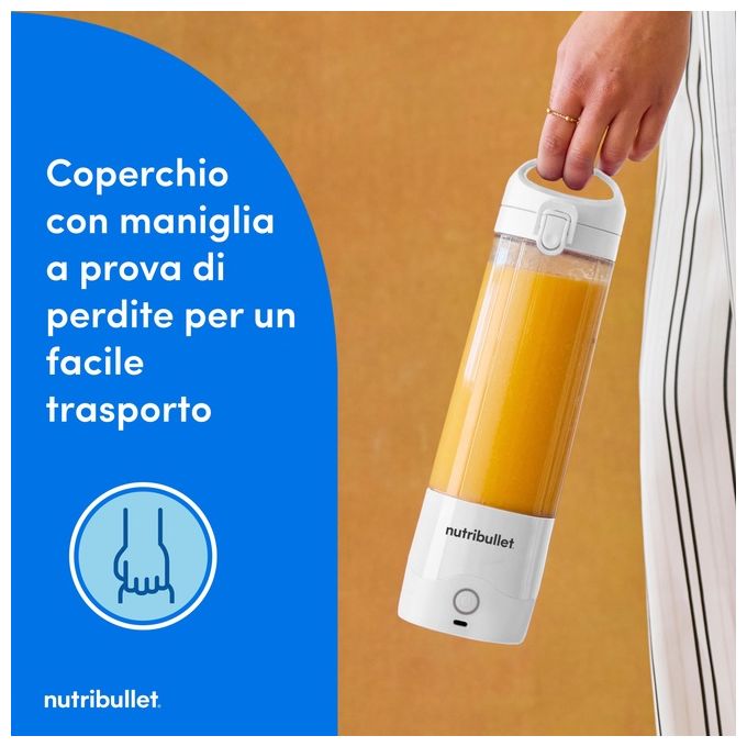 NutriBullet NBP003W Frullatore Portatile per Sportivi 0,475 L Ricaricabile USB-C Tritaghiaccio senza BPA colore Bianco