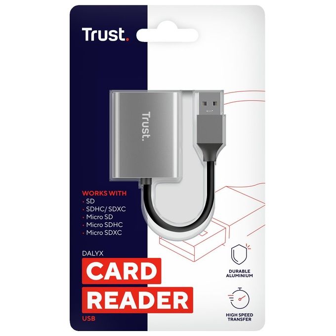 Trust Dalyx Lettore di Schede Rapido Usb 3.2 Alluminio