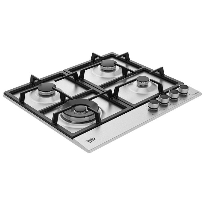 Beko HIAW64225SXE Piano cottura a gas 60 cm 4 fuochi 3 Bruciatori + 1 Wok PractiClean High Efficiency colore Inox