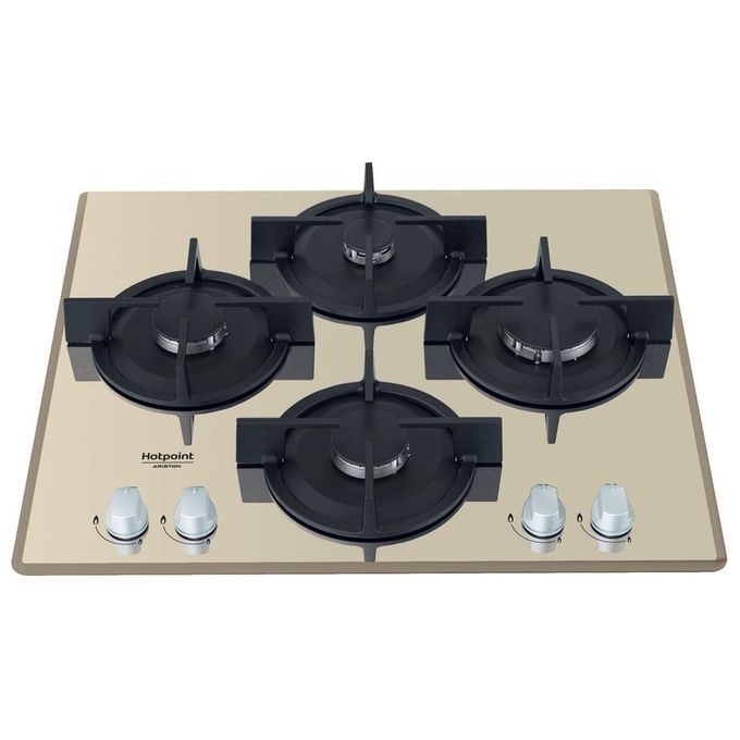 Hotpoint HAGD 61S-CH Diamond Piano cottura Gas 60 cm 4 fuochi Vetro Griglie Ghisa Accensione Elettrica colore Champagne