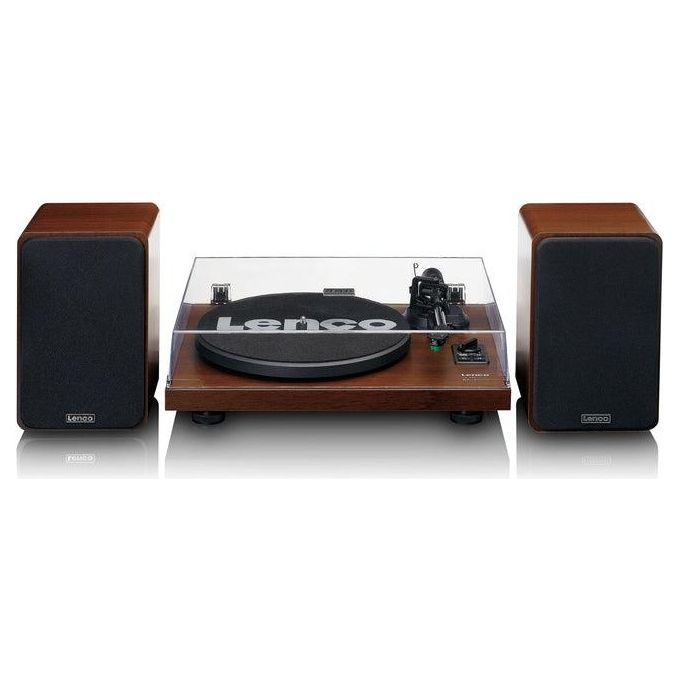 Lenco LS-600WA Giradischi a cinghia Bluetooth 5.0 amplificato 2x30W con altoparlanti colore Noce