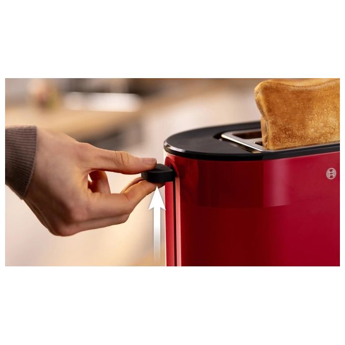 Bosch TAT2M124 MyMoment Tostapane 2 Fette 950 W Funzione Scongelamento e Riscaldamento High Lift Vassoio Briciole Estraibile colore Rosso
