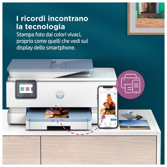 HP 2H2P6B ENVY Inspire 7921e Stampante Multifunzione Inkjet A4 15 ppm Wi-Fi Fronte Retro ADF 35 fogli colore Bianco