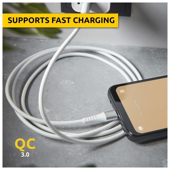 Intenso Cavo-USB A315C Nylon 1.5mt Bianco USB-A - USB-C 60W