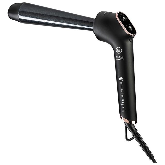 BELLISSIMA 11856 Glam Waves Ferro Arricciacapelli 5 Temperature Regolabili Display Ceramica Diamond and Cheratina Riscaldamento Rapido Puntale Antiscottatura colore Nero e Rose Gold