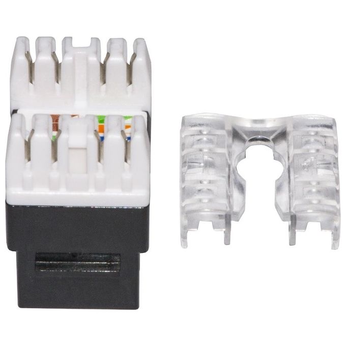 Link Presa Rete Keystone Jack Rj45 Categoria 5e Utp Nero 180° Contatti Dorati 50 Micron