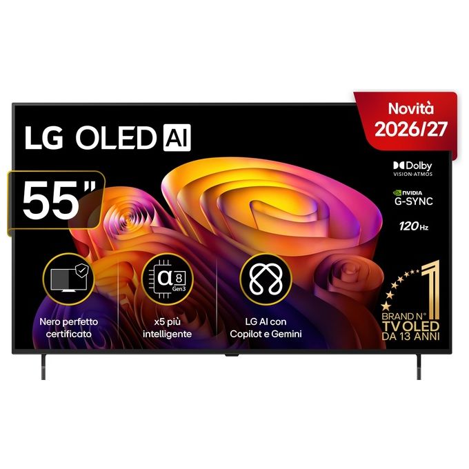 LG OLED55B6ELC.API Serie B6E TV 55 Pollici Smart TV 4K OLED Processore α8 Gen3 con AI Wi-Fi DVB-T2 Classe Energetica F colore Marrone