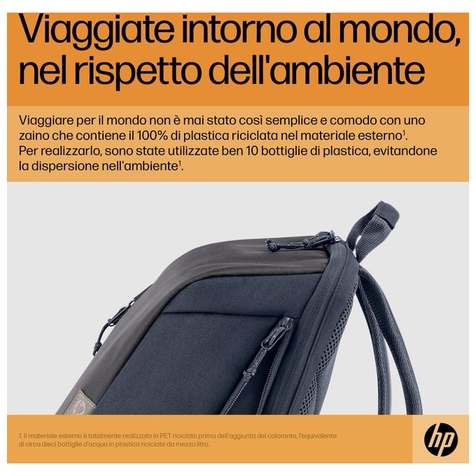 HP 6B8U7AA Travel Zaino per Laptop 15.6'' 18 L espandibile 21 L resistente all'acqua colore Blu