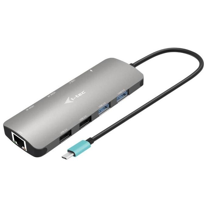 I-tec C31NANOHDM2DOCPD USB-C Metal Nano 2x Display Docking Station + Power Delivery 100 W 2 HDMI 2 USB 3.2 2 USB 2.0 USB-C Gigabit Ethernet colore Argento