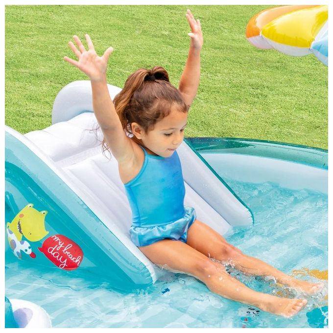 Intex 57165NP Gator Play Center Piscina Gonfiabile Bambini con Scivolo e Spruzzo 160 L 201x170x84 cm colore Multicolore