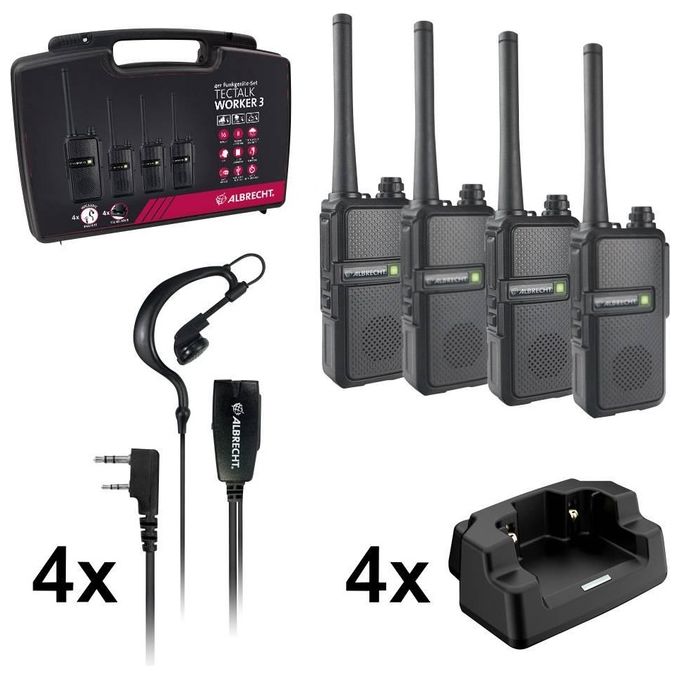 Albrecht 29826 Tectalk Worker 3 Radio PMR Portatile 16 Canali 446 MHz 0.5 W Batteria 2200 mAh colore Nero