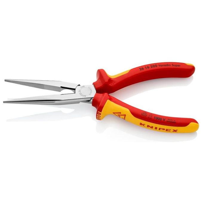 Knipex 26 16 200 Pinza a Becchi Mezzotondi con Tronchese 200mm VDE 1000V acciaio al vanadio colore Rosso Giallo