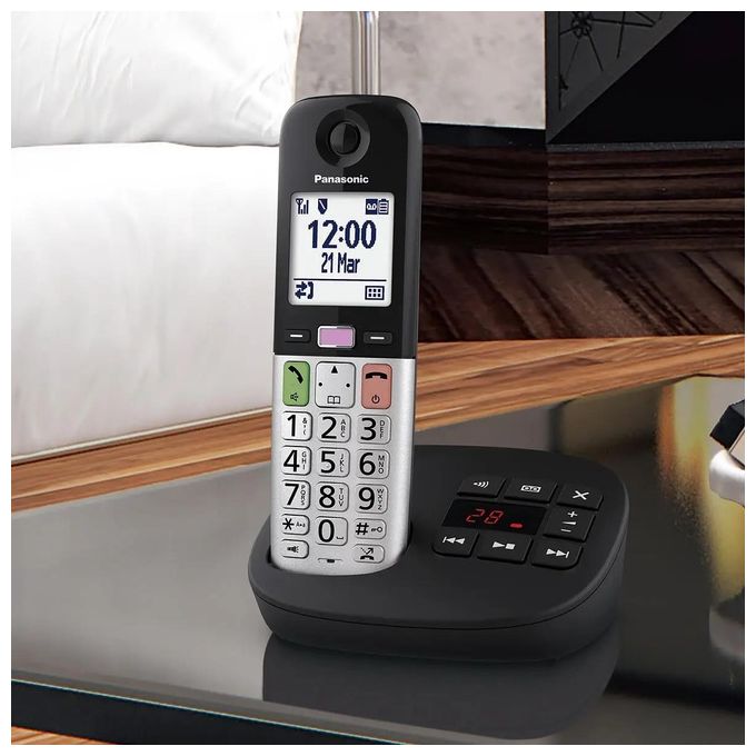 Panasonic KX-TGU430EXB Telefono Cordless DECT Tasti Grandi Segreteria Vivavoce Display 2.4'' colore Nero