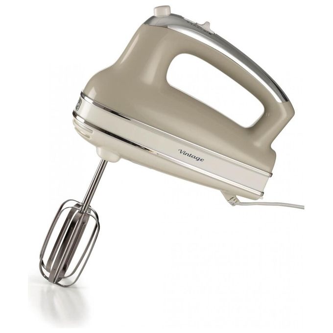 Ariete 1548 Vintage Sbattitore manuale 450W 5 velocita' Funzione Turbo 2 Fruste Acciaio inox colore Beige