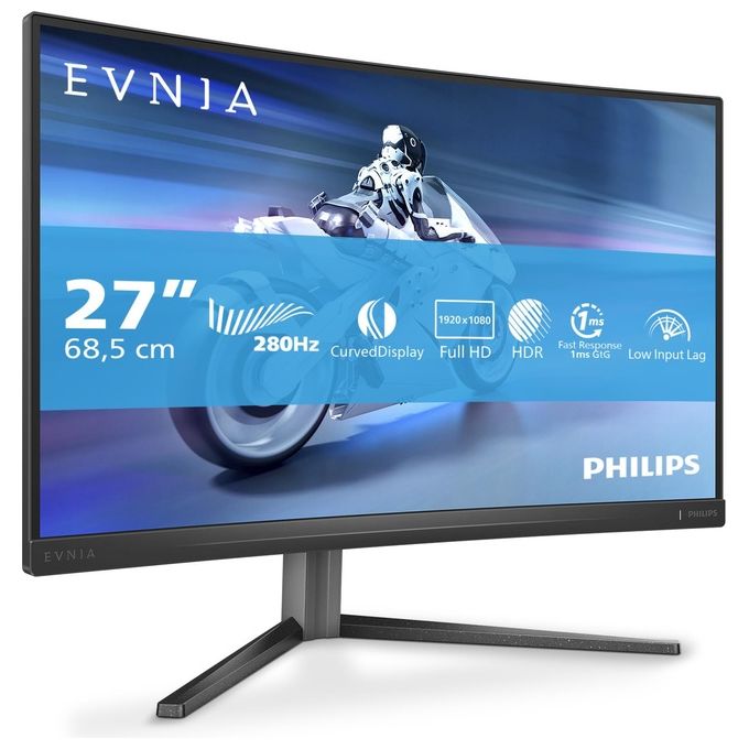 Philips 27M2C5200W Evnia 5000 Monitor Gaming Curvo 27'' Full HD 280Hz Fast VA 0,3 ms HDR10 Adaptive Sync colore Nero