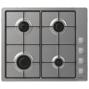 Candy CHW6LX Idea Piano cottura gas 60 cm 4 fuochi accensione automatica griglie smaltate colore Inox