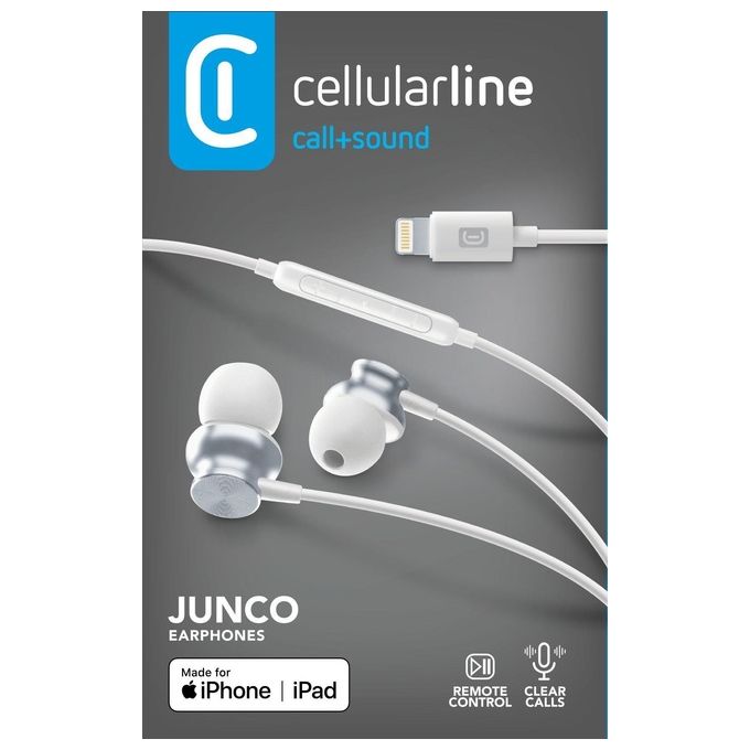 Cellular Line Junco Auricolari In-Ear con Connettore Lightning Bianco