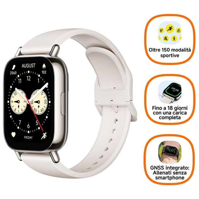 XIAOMI BHR8791GL Redmi Watch 5 Lite Smartwatch Display AMOLED 1.96'' Bluetooth 5.3 GPS Integrato Autonomia 432h Cinturino TPU colore Light Gold