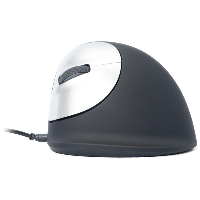 R Go Tools RGOHELE Mouse Verticale Ergonomico per Mancini con Cavo Risoluzione Regolabile fino a 2400 dpi 5 Pulsanti Programmabili USB Type-A colore Nero con Argento