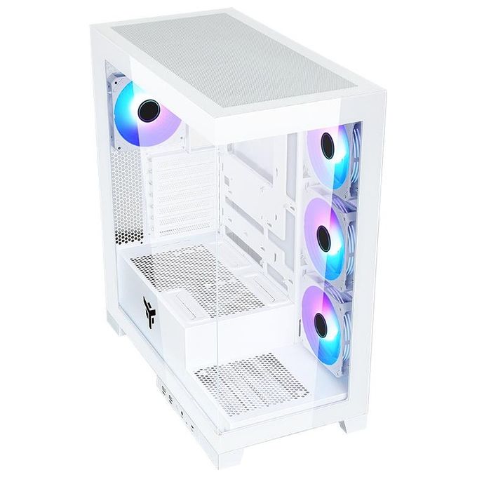 Itek ITGCASB45W SHOWBUI PC Case Gaming Tower ATX 4x 120mm Ventole ARGB Infinity Mirror 2x USB 3.0 Type-C Vetro Temperato colore Bianco