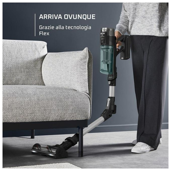 Rowenta RH9A32WO X-Force Flex 13.60 Aspirapolvere Scopa Elettrica Senza Filo Ciclonica 0.65 L 150 AW 60 min 84 dB colore Alluminio Verde